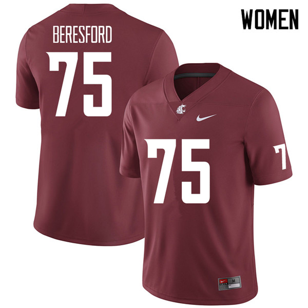 Women #75 Cade Beresford Washington State Cougars College Football Jerseys Sale-Crimson